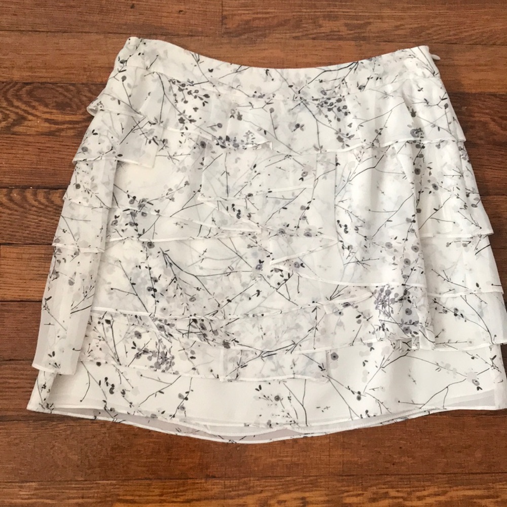 Club Monaco Silk Tiered Ruffle Skirt